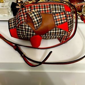 Tory Burch Plaid Leather Patchwork Pig